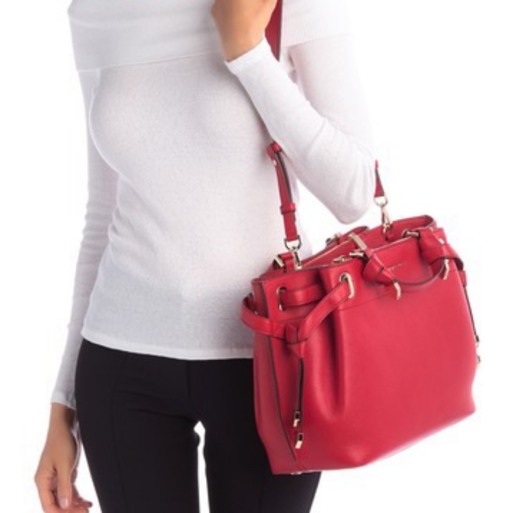 Michael Kors Red Leather Tote - Picture 2 of 6
